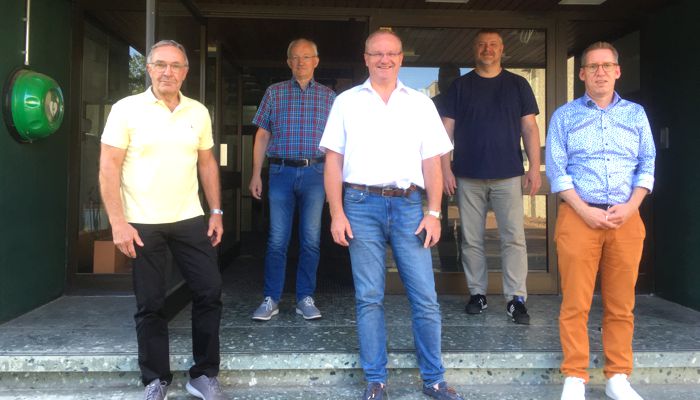 von links: Hans-Georg Schiesser, Wasserverbandsgeschäftsführer Holger Scheffler,Heinz Breitenbach, Torsten Gast und Carsten Kauck